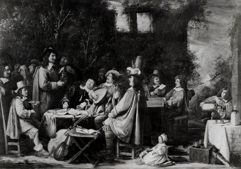 Reunion de rhetoriciens, vintage artwork by Joos van Craesbeeck, 12x8" (A4) Poster