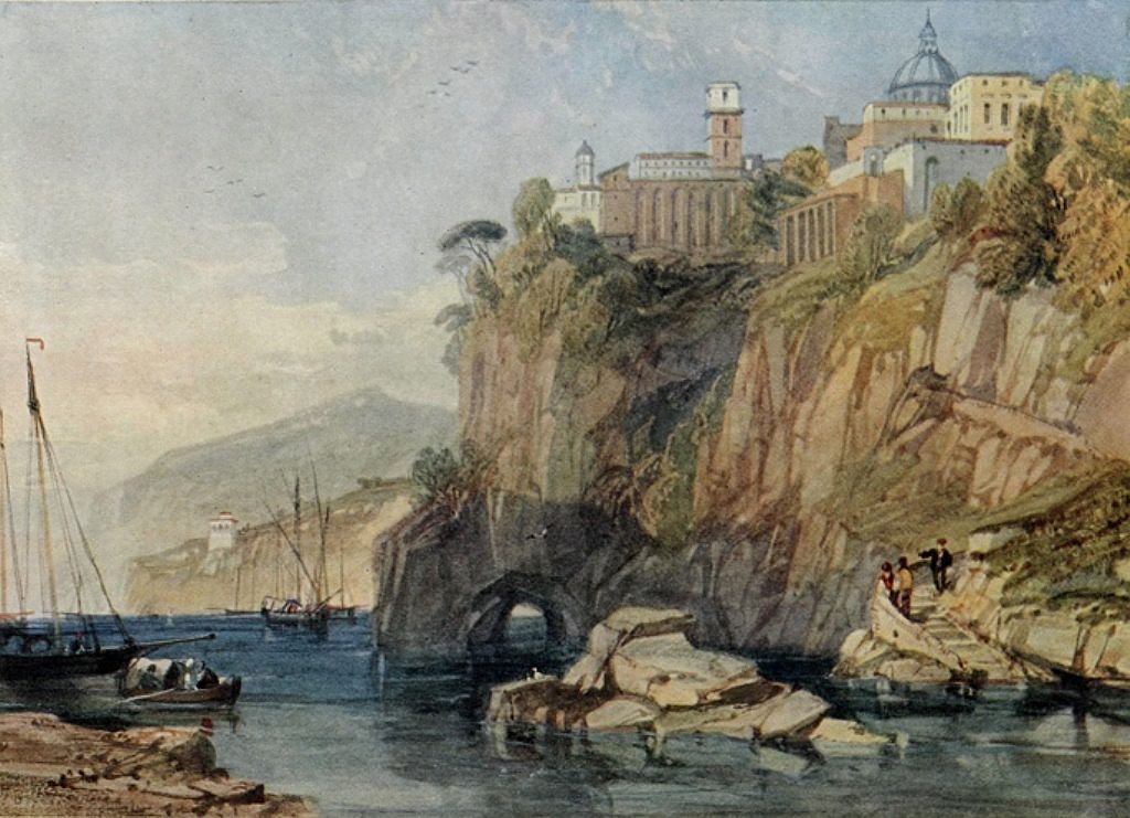 Vico, Bay of Naples, vintage artwork by James Duffield Harding, A3 (16x12") Poster Print