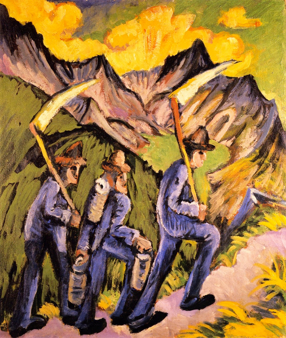 Alpine Life, Triptych (left panel), vintage artwork by Ernst Ludwig Kirchner, 12x8" (A4) Poster