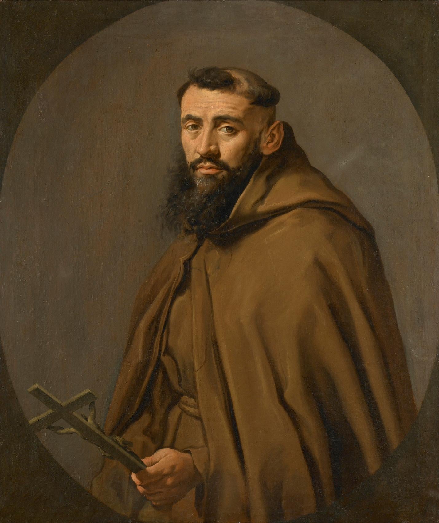 Portrait of a Capuchin Friar, vintage artwork by Giacomo Ceruti, 12x8" (A4) Poster