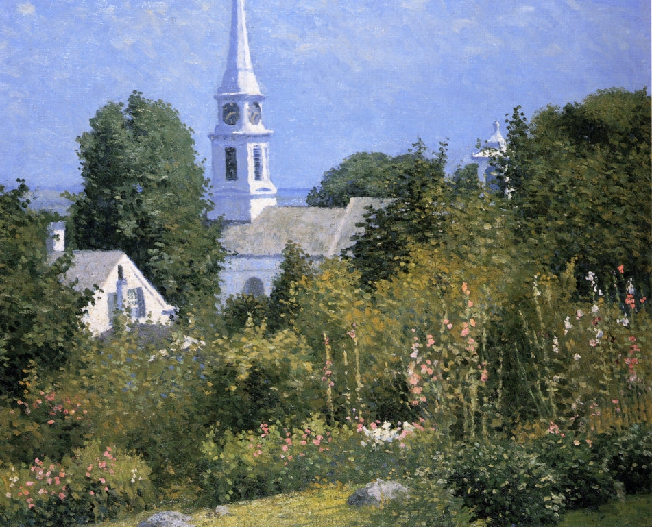 lyhocks Garden, Mystic, Connecticut by Joseph Eliot Enneking,16x12(A3) Poster