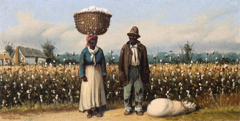 Man and Woman with Cotton Basket on Her Head, vintage artwork by William Aiken Walker, 12x8" (A4) Poster