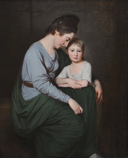 Ann Wilson with her Daughter, Sybil, vintage artwork by George Romney, 12x8" (A4) Poster
