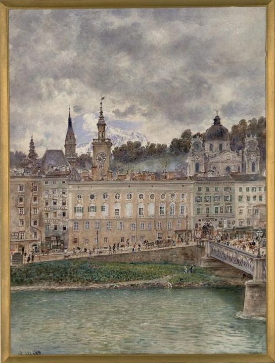 Salzburg vom Rudolfskai, vintage artwork by Rudolf von Alt, A3 (16x12") Poster Print
