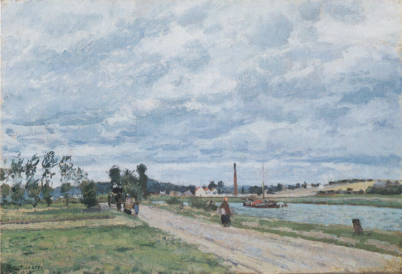 Banks of the Oise near Pontoise, vintage artwork by Camille Pissarro, 12x8" (A4) Poster