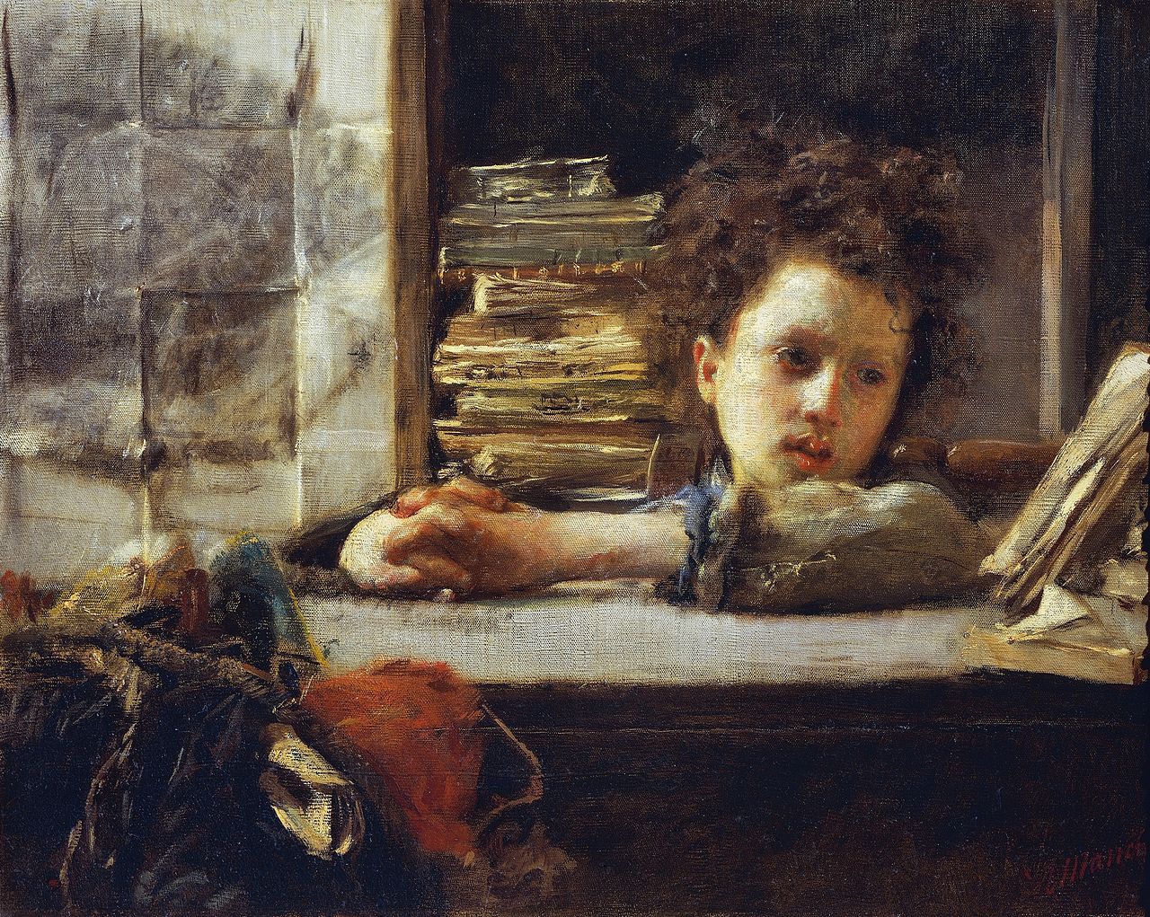 The Student by Antonio Mancini,A3(16x12")Poster