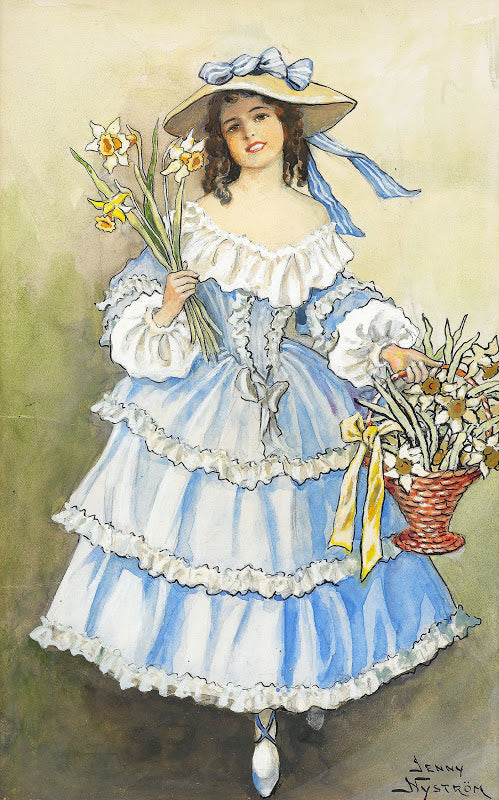 Girl with flower basket by Jenny Nystrom,A3(16x12")Poster