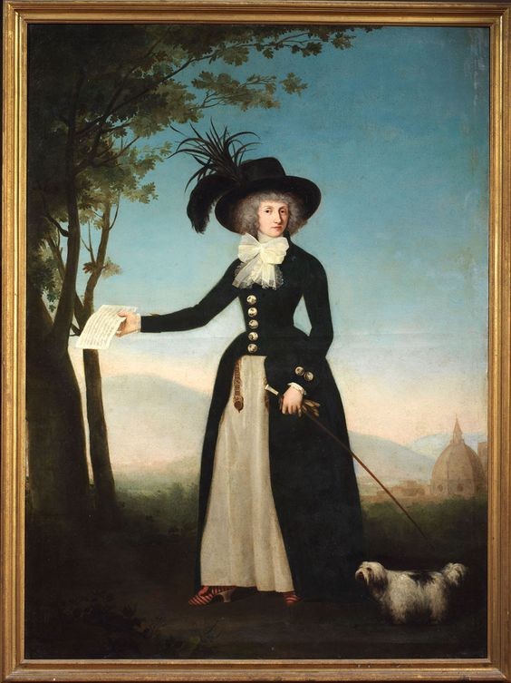 Portrait of a lady in a black redingote, vintage artwork by Louis Gauffier, 12x8" (A4) Poster