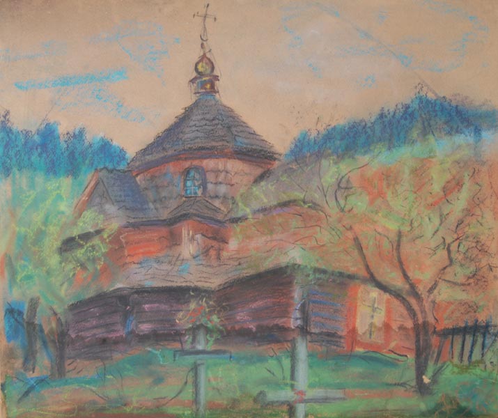 Church in the Tartars, vintage artwork by Leon Jan Wyczolkowski, 12x8" (A4) Poster