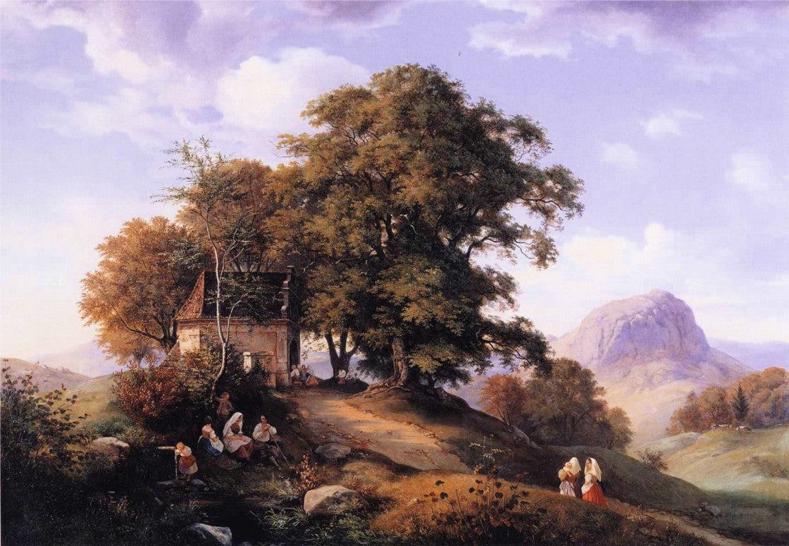 An Autumn Afternoon near Bilin in Bohemia, vintage artwork by Ernst Ferdinand Oehme, A3 (16x12") Poster Print