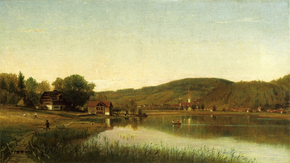 Lake Village, vintage artwork by Thomas Worthington Whittredge, 12x8" (A4) Poster