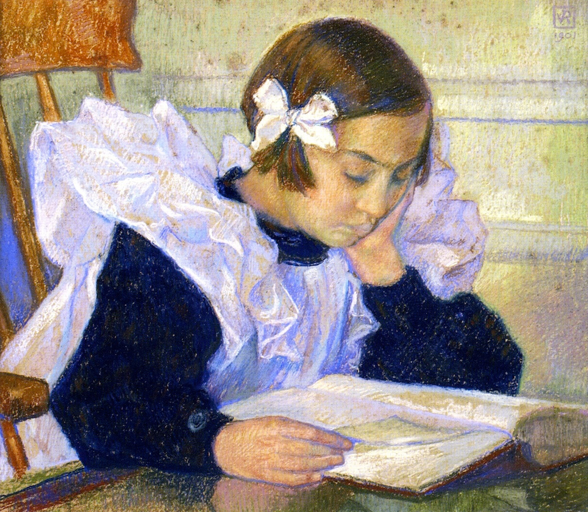 Elisabeth Reading, vintage artwork by Theo van Rysselberghe, 12x8" (A4) Poster