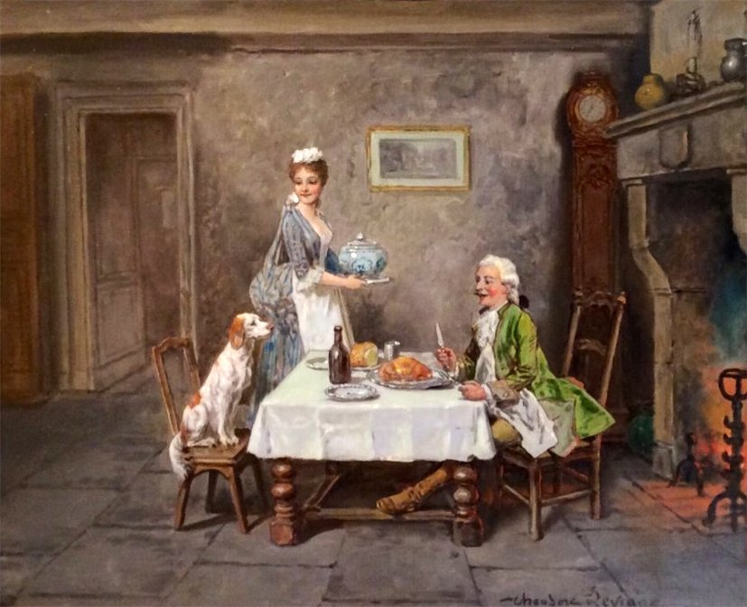 Miss, We'll Need Another Plate., vintage artwork by Theodore Levigne, 12x8" (A4) Poster