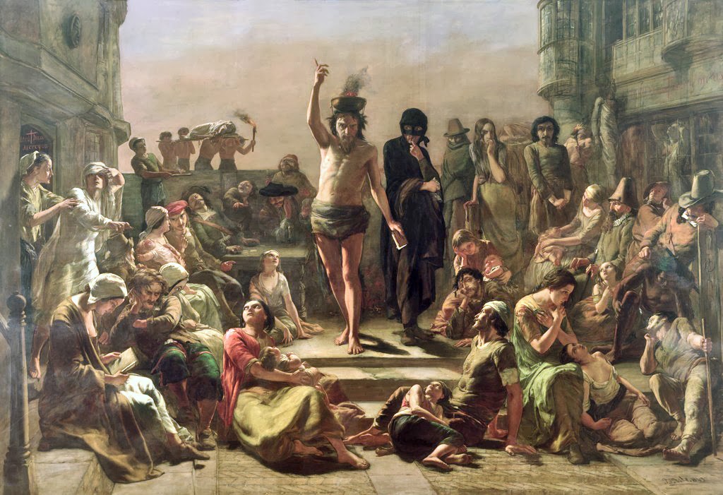 Soloman Eagle Exhorting the People to Repentance, during the Plague of the Year 1665, vintage artwork by Paul Falconer Poole, R.A., R. I., A3 (16x12") Poster Print