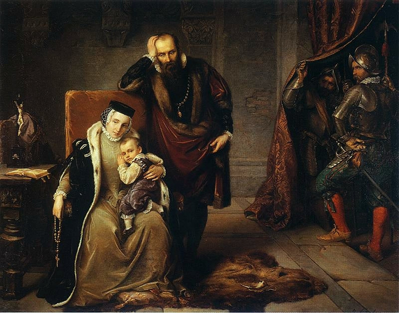 Catherine Jagiellon and her son Sigismund in Gripsholm prison, vintage artwork by Jozef Simmler, 12x8" (A4) Poster