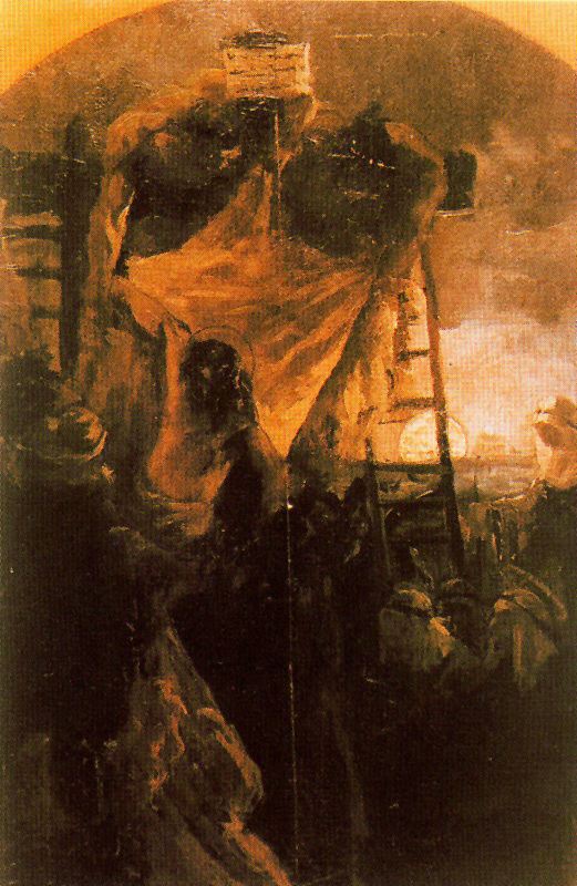 El Descendimiento, vintage artwork by Antonio Muñoz Degrain, 12x8" (A4) Poster