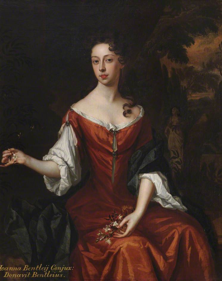Mrs Joanna Bentley (1665?–1740), vintage artwork by Attributed to Willem Wissing, 12x8" (A4) Poster