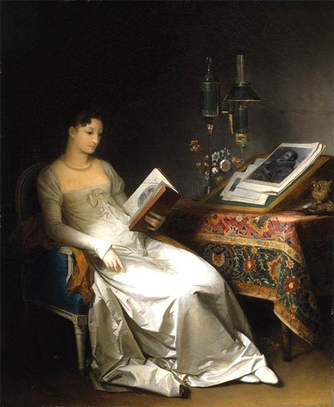 Lady Reading in an Interior, vintage artwork by Marguerite Gerard, 12x8" (A4) Poster