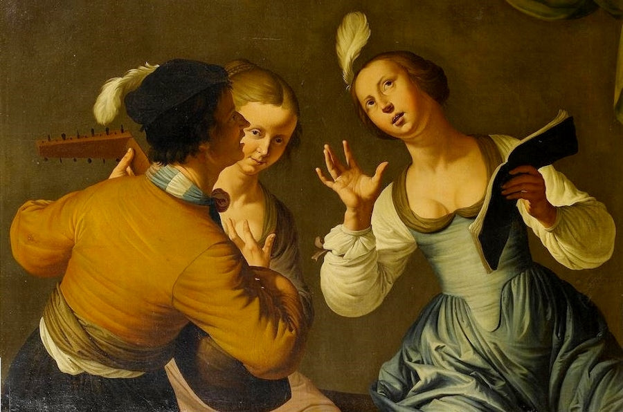 A Musical company, vintage artwork by Abraham van der Schoor, 12x8" (A4) Poster