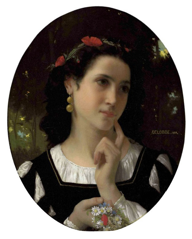 A Moment of Reflection, vintage artwork by Francois Alfred Delobbe, 12x8" (A4) Poster