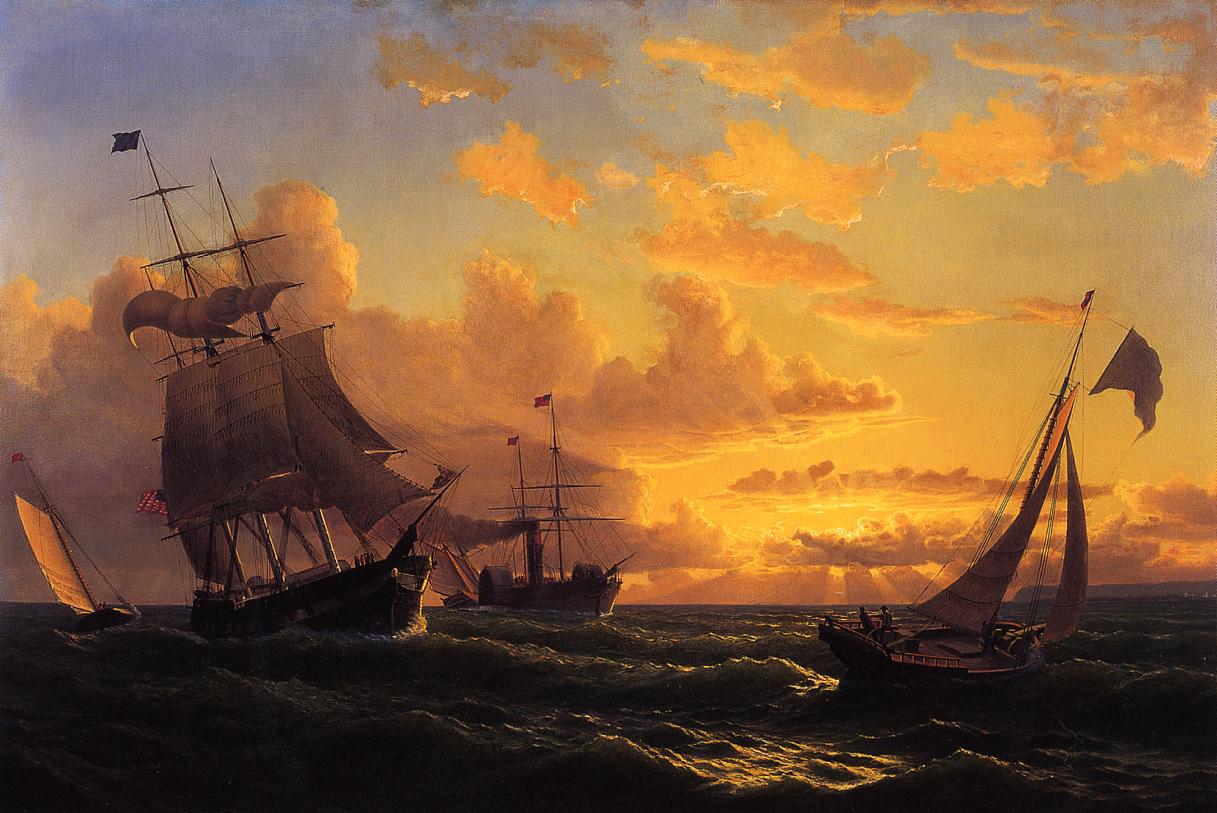 Fresh Breeze of Sandy Hook, vintage artwork by William Bradford, 12x8" (A4) Poster