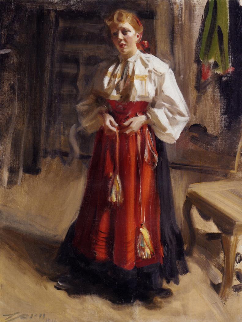 Girl in an Orsa Costume by Anders Zorn,A3(16x12")Poster