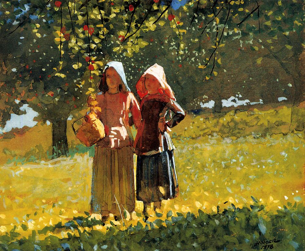 Apple Picking, vintage artwork by Winslow Homer, 12x8" (A4) Poster