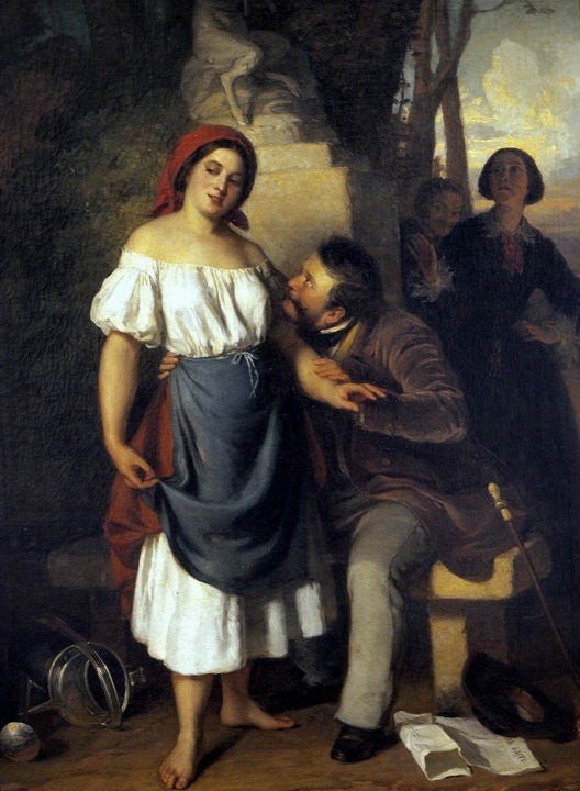 A Suitor Surprised, vintage artwork by Alajos Györgyi Giergl, A3 (16x12") Poster Print