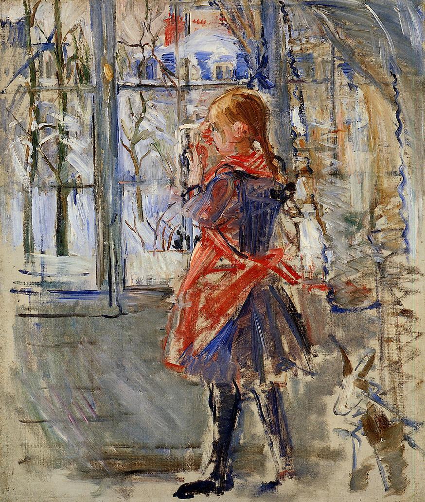 Child with a Red Apron, vintage artwork by Berthe Morisot, 12x8" (A4) Poster