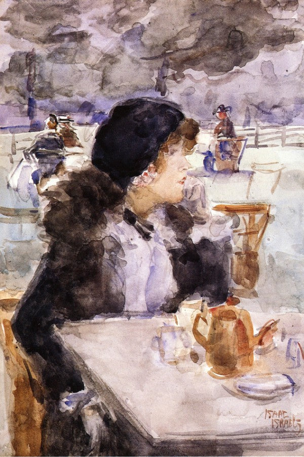 An Elegant Beauty Having Tea in Hyde Park, vintage artwork by Isaac Israels, 12x8" (A4) Poster