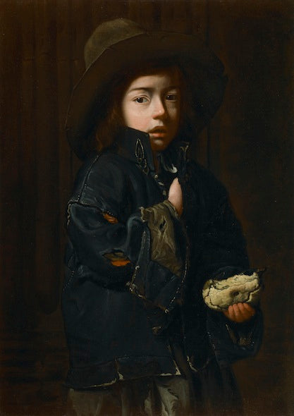 Small Beggar, vintage artwork by Maestro della tela Jeans, 12x8" (A4) Poster