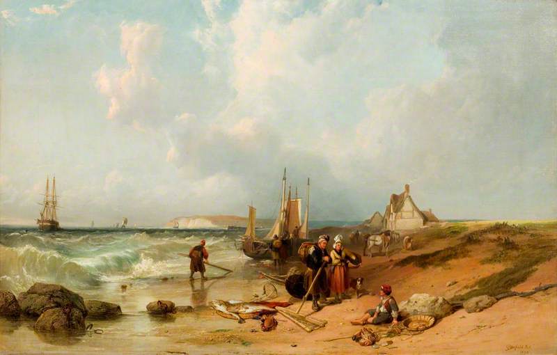 Sands near Boulogne, vintage artwork by Clarkson Frederick Stanfield, A3 (16x12") Poster Print