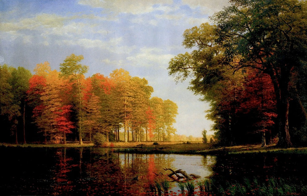 Autumn Woods, vintage artwork by Albert Bierstadt, 12x8" (A4) Poster