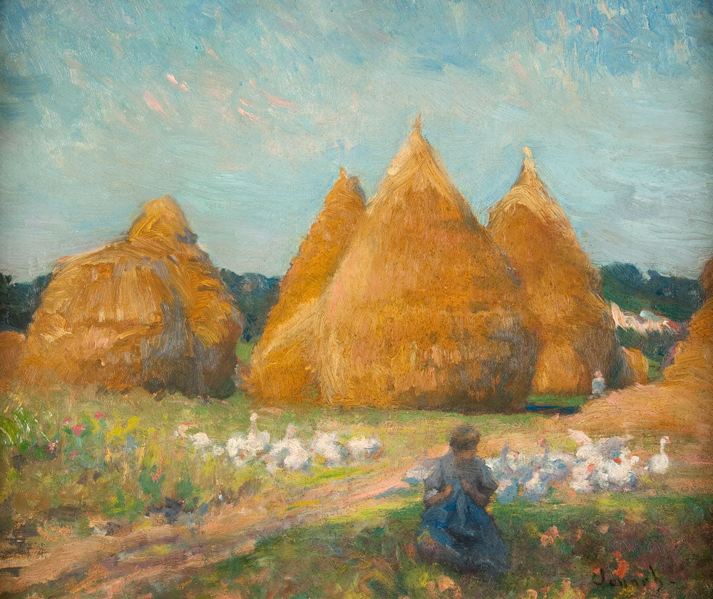 Tending the Flock, vintage artwork by Robert Vonnoh, 12x8" (A4) Poster