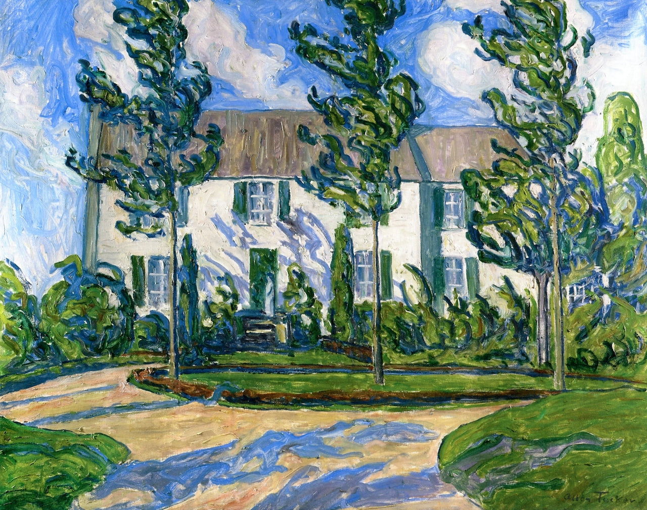 House and Wind, vintage artwork by Allen Tucker, 12x8" (A4) Poster