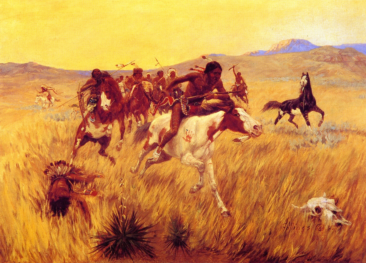 Warfare on the Plains, vintage artwork by William Gollings, 12x8" (A4) Poster