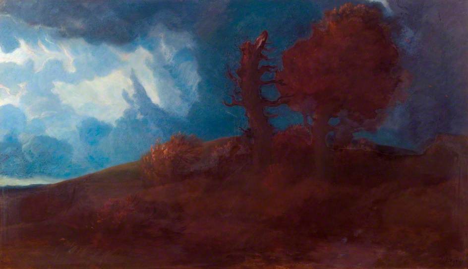 Landscape with a Road over a Hill, vintage artwork by Alphonse Legros, 12x8" (A4) Poster