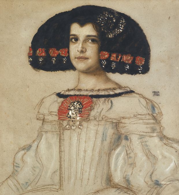 Mary, the Artist's Daughter, in Velasquez Dress, vintage artwork by Franz von Stuck, 12x8" (A4) Poster