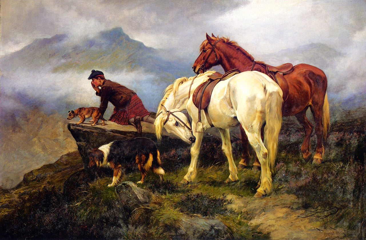 Awaiting the Guns, vintage artwork by Wright Barker, 12x8" (A4) Poster