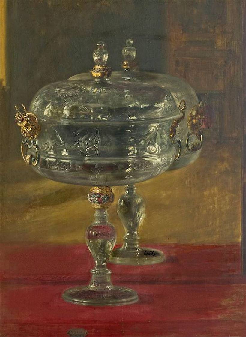 Still Life with Crystal Compote, vintage artwork by Blaise Alexandre Desgoffe, 12x8" (A4) Poster