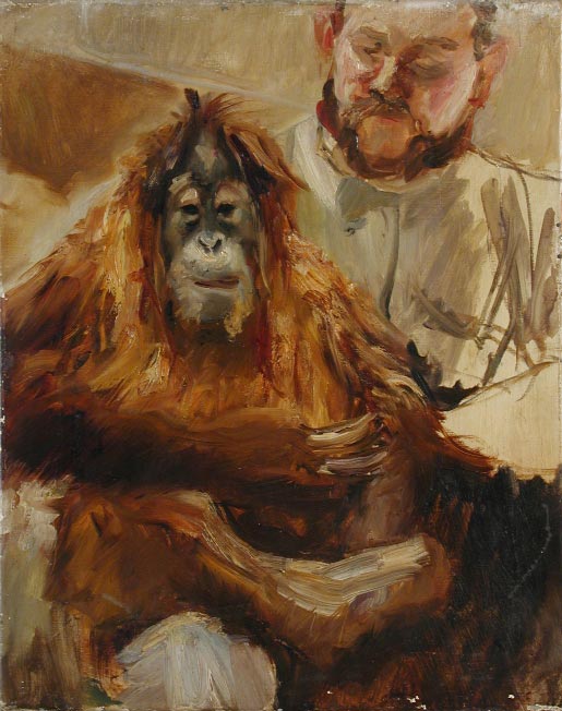 Orang-Utan with Keeper by Max Slevogt,A3(16x12")Poster