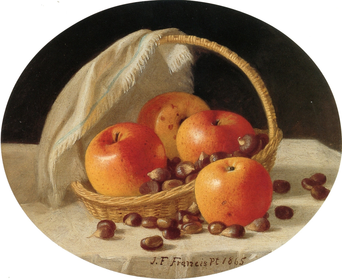 Still Life with Nuts and Apples in a Basket, vintage artwork by John F. Francis, A3 (16x12") Poster Print