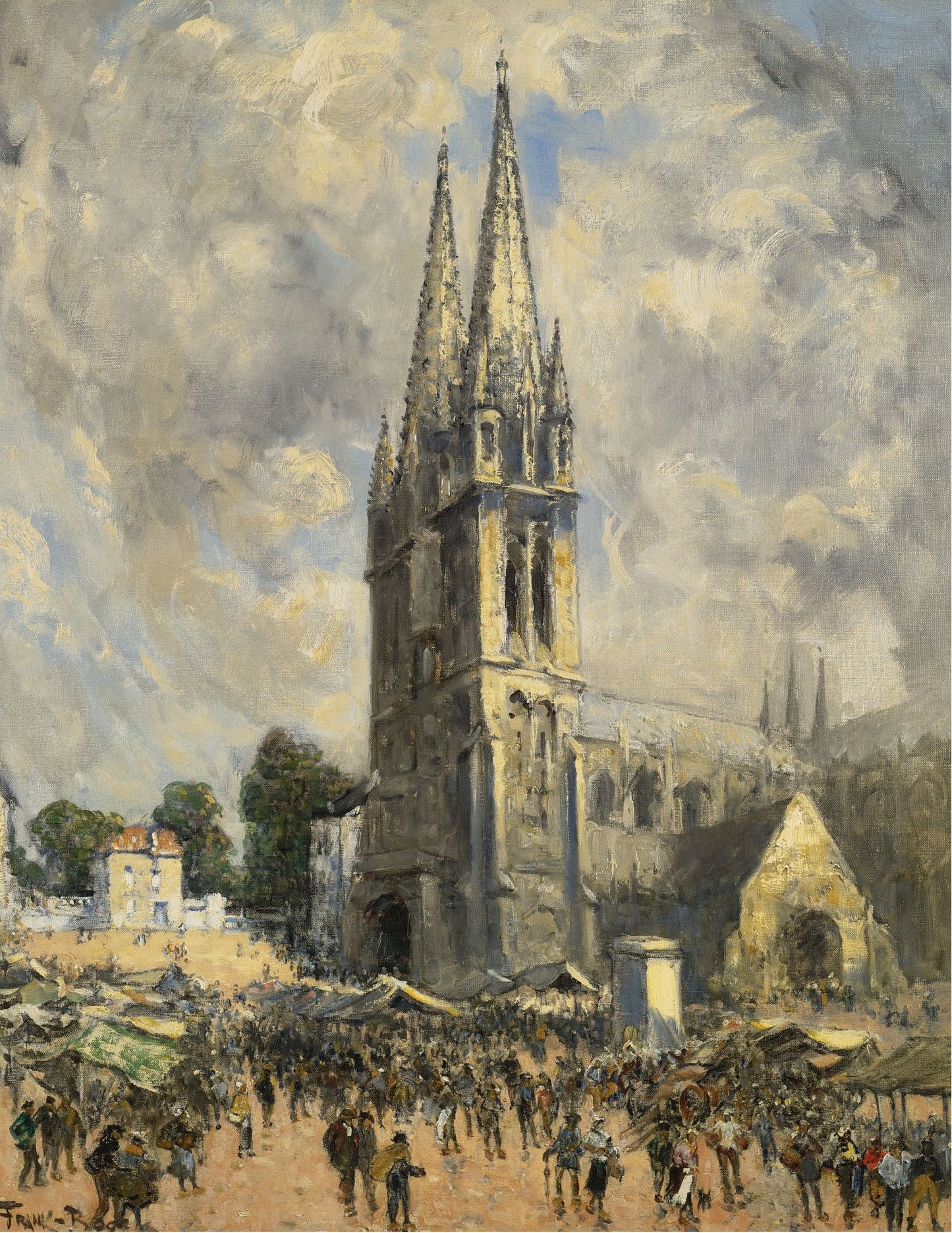 The Church in Normandie, vintage artwork by Frank Myers Boggs, 12x8" (A4) Poster
