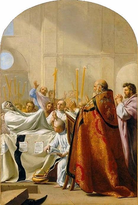 Life of Saint Bruno, Raymond Diocrès Answers After His Death, vintage artwork by Eustache Le Sueur, 12x8" (A4) Poster