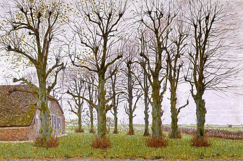 Farm-house near Laren, vintage artwork by Ferdinand Hart Nibbrig, 12x8" (A4) Poster