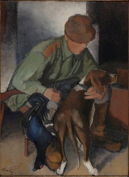 Hunter with His Hound, vintage artwork by Alvar Cawen, 12x8" (A4) Poster