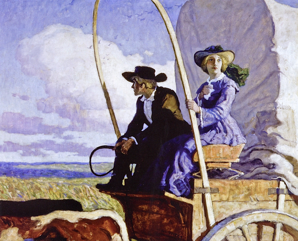 I shall never forget the sight. It was like a great green sea., vintage artwork by Newell Convers (N.C.) Wyeth, 12x8" (A4) Poster