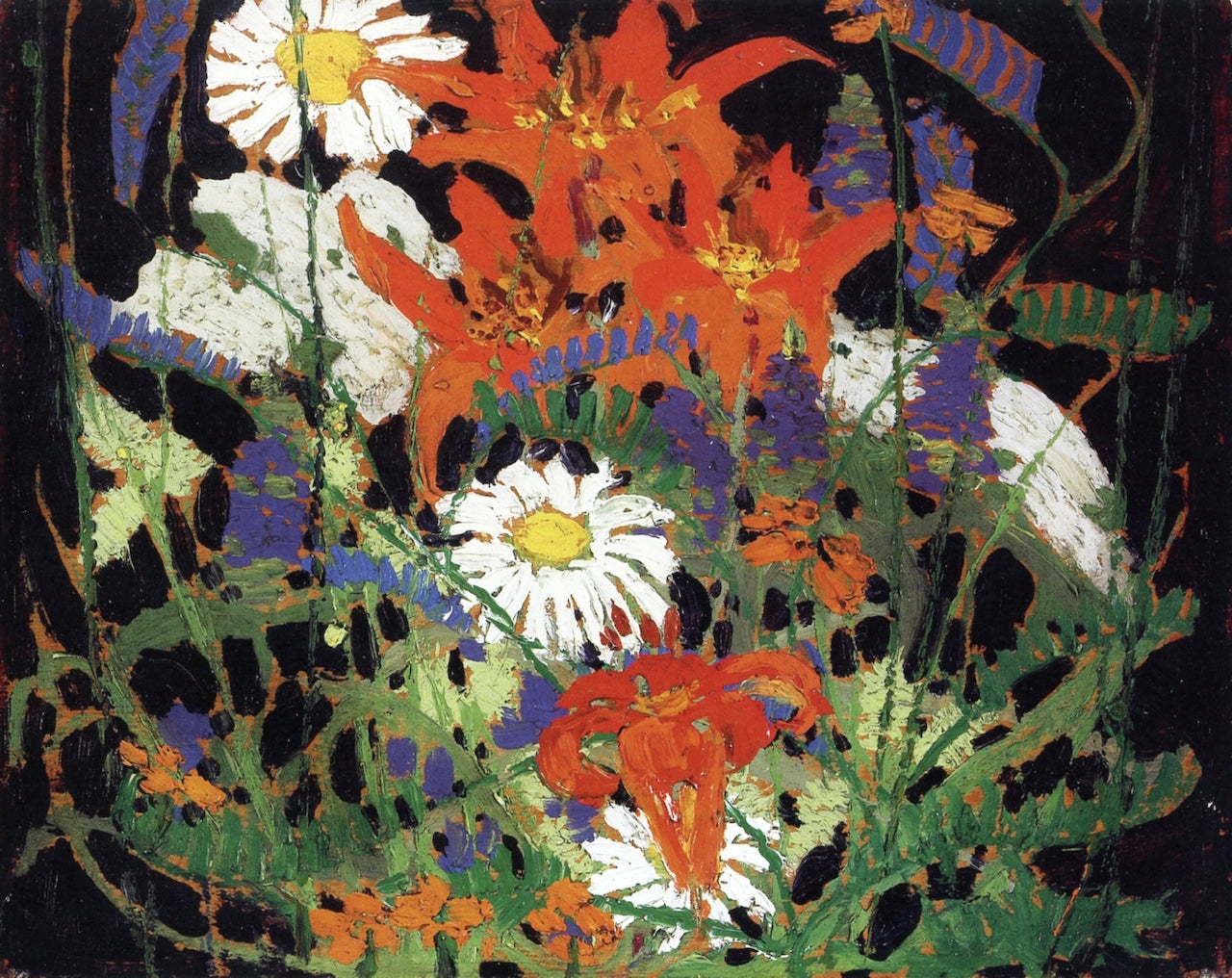 Marguerites, Wood Lilies and Vetch, vintage artwork by Tom Thomson, 12x8" (A4) Poster