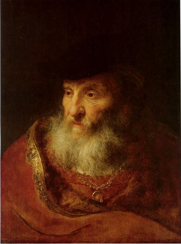 Old Man with a Beard, vintage artwork by Govaert Flinck, 12x8" (A4) Poster