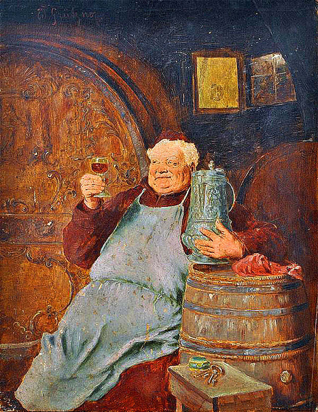 Monk Tasting Wine, vintage artwork by Eduard von Grützner, 12x8" (A4) Poster